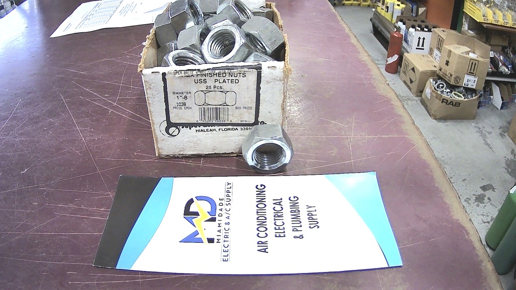 GB16 095292500383 1"-8 HEX FINISH NUTS PLTD