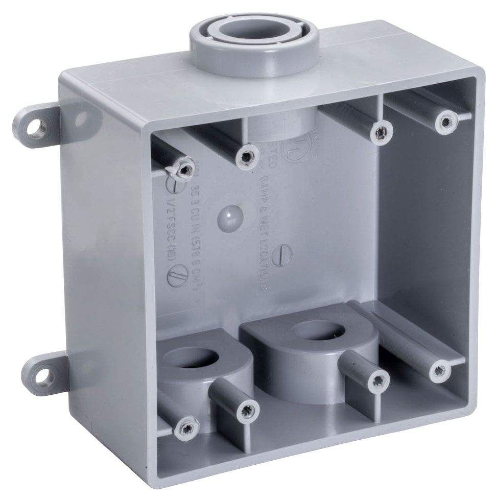 2-Gang FSCC Electrical Box – 1/2” Knockouts, 3-Hole