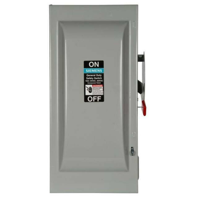 GF323NRA SAFETY SWITCH VBII  100A 3-POLE 4-WIRE 240V FUSIBLE GENERAL DUTY, NEMA TYPE 3R OUTDOOR ENCLOSURE, SERIES A  SIEMENS 