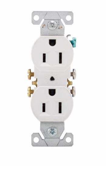 270-9W  15A   DUPLEX RECEPT SELF GRN WH