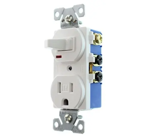 TR274W  15A. SWITCH . TR .DUPLEX . COMBO .WHITE