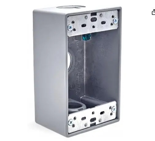 30204W   1-Gang Weatherproof Box, no Lugs, (3) 3/4" Hubs, 2" Deep, Die-Cast Aluminum, 18.3cu.in