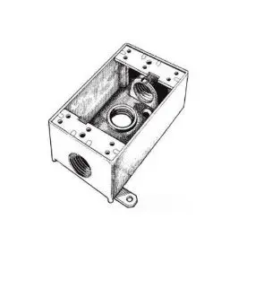 30203W  Mulberry  1-Gang Weatherproof Box w/Lugs, (3) 1/2" Hubs, 2" Deep, Die-Cast Aluminum, 18.3cu.in, White