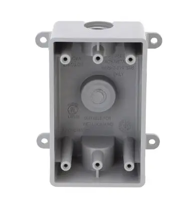 TWSB350PG   1G 3-1/2" HOLE GRAY PLASTIC BOX PVC