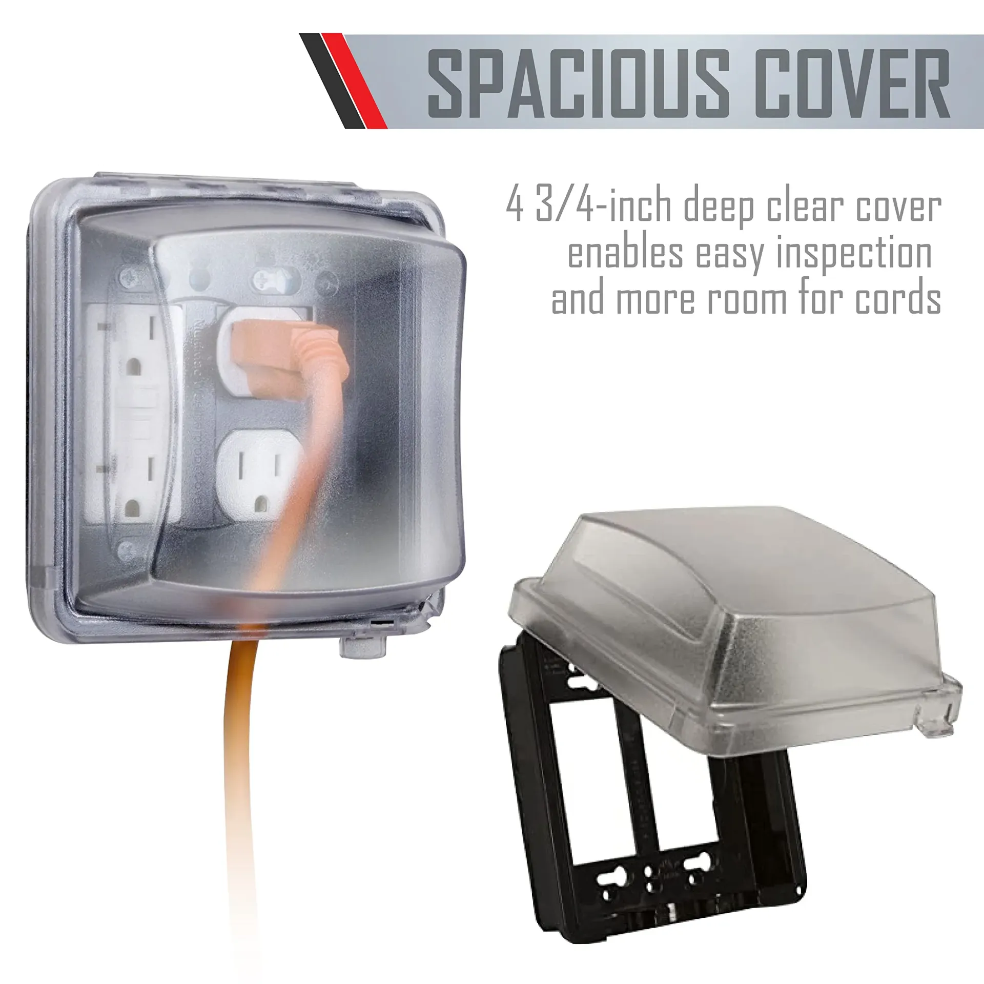 Weatherproof In-Use Cover – 1-Gang Expandable 24-in-1 Clear Cover.