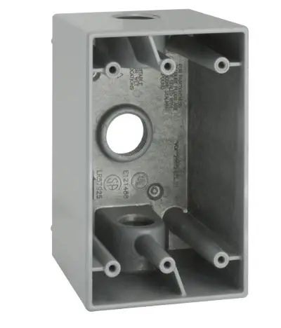 [1DB75-3] 1DB75-3   1-Gang Weatherproof Box, 2-5/8" Deep, (3) 3/4" Hubs - Gray