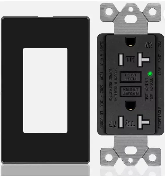 UYL20-1-BLK   20 AMPS  GFIC  2.7 20 Amp GFCI Outlet Tamper Resistant Ground Fault Receptacle Indoor Outdoor Black