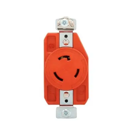 AHIGL520R  locking receptacle, #14-8 AWG, 20A, Industrial, 125V, Back and side wiring, Orange, Single, L5-20, Two-pole, Three-wire, Glass-filled nylon