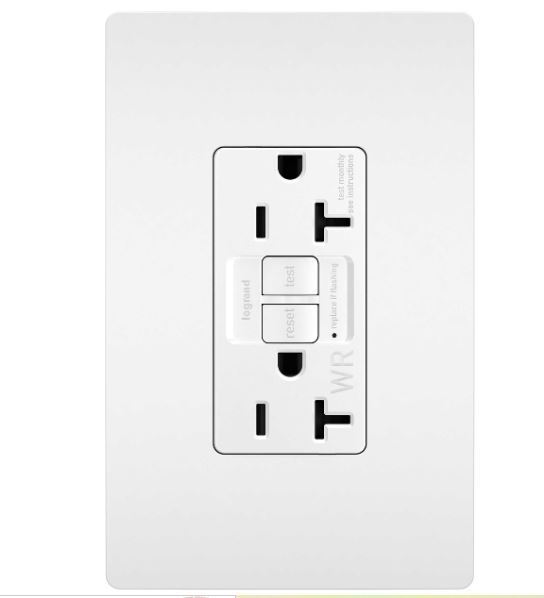  2097TRWRW 20A Weather Resistant Self Test GFCI Receptacle, White  LEGRAN