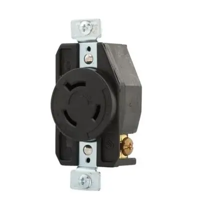 CWL920R  20A 600V 2P3W RECEPTACLE  auto grip locking receptacle, #14-8 AWG, 20A, Industrial, 600V, Back and side wiring, Black, Single, L9-20, Two-pole, Three-wire, Glass-filled