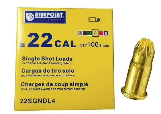 RAW50506   0.22 Caliber Yellow Single Shot Powder Loads, Cartridges/Powder Loads for Powder Actuated Tools Power Fasteners Power Loads (100-Count)