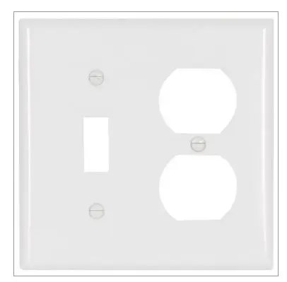 2138W-BOX   2G DUPLEX RECP/TOG SWITCH PLATE WHITE COVER