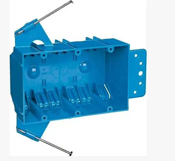 B344AB  3-Gang 44 cu. in. New Work PVC Electrical Outlet Box   Captive Nail, Bracket Mounting