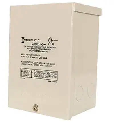 [PX300] PX300  300W Pool Light Transformer 12V, 13V, 14V - Supply for Pool/Spa Lights, Submersible Fixtures, and Landscape Lights - Enhanced Safety with Circuit Protection, Beige Stainless Steel Intermatic