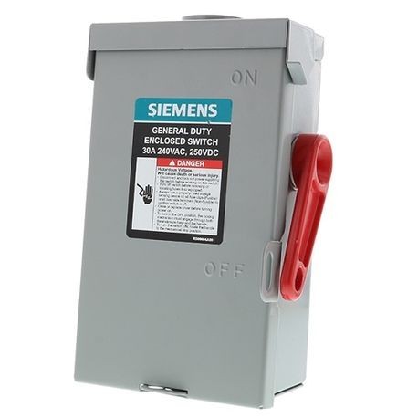 30A Disconnect Switch – 240V Siemens (Outdoor NEMA 3R).