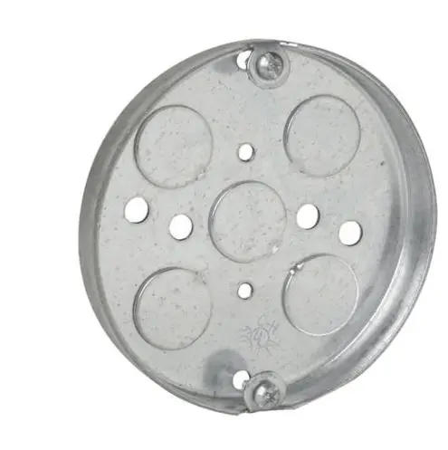 TP269  4"PANCAKE  BOX Crouse-Hinds series Round Ceiling Pan, (5) 1/2", 4", 1/2", Steel, Fixture rated, 6.0 cubic inch capacity