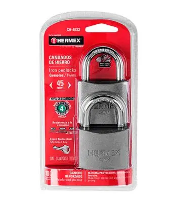 19533  45mm St Padlock Key Alike Short Shack 2pcs  45MM ST PADLOCK KEY ALIKE SHOR