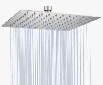 NB21008 SUS304 Modern Square Rainfall Shower Head, 8x8 Inch, Stainless Steel, Chrome Finish, Wall Mount