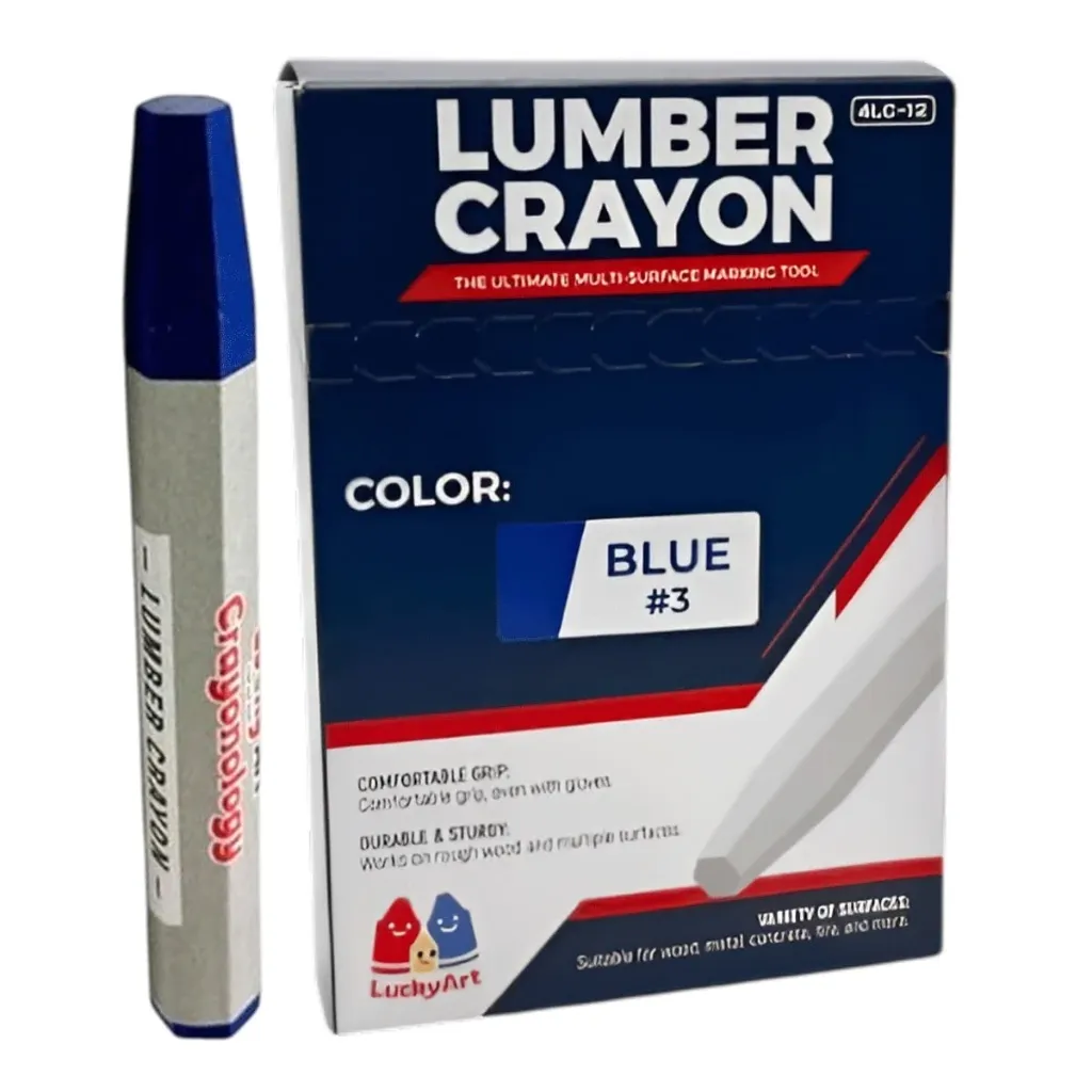 [IRWCR66402] Lumber Crayon – Blue Marking Crayon for Wood & Construction (Box of 12).