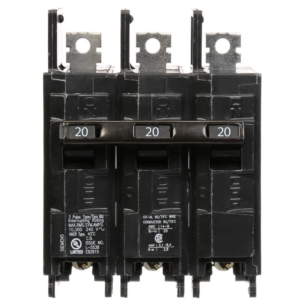 BQ3B020   BREAKER  3P 20A BOLT-ON SIEMEN