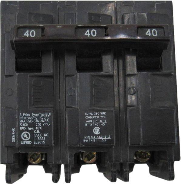 BL340H  BREAKER  3P 40A BOLT-ON 22K