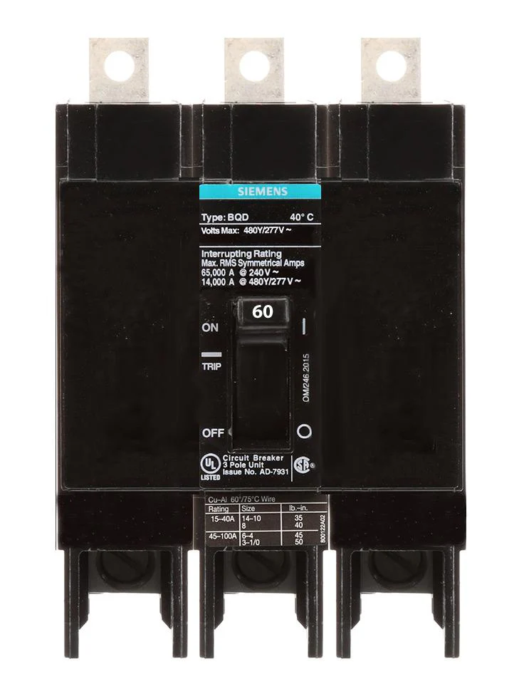 BQD360  BREAKER  3P 60A 480V BOLT-ON