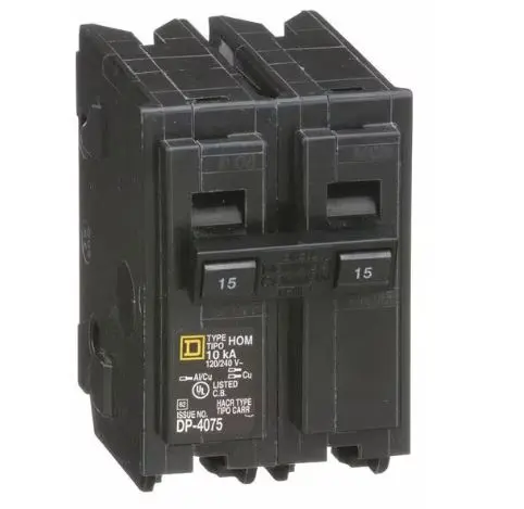 HOM215  BREAKER  2P.15A.HOME LINE  Miniature Circuit Breaker, HOM Series, 15A, 2 Pole, 120/240V AC, 10kA at 120/240V AC SQUARE D