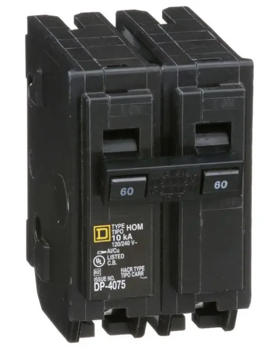 HOM260  BREAKER  2P 60A  HOME LINE  Square D Plug-In 120/240 VACV 60A 2 pole circuit breaker 10kA@240V
