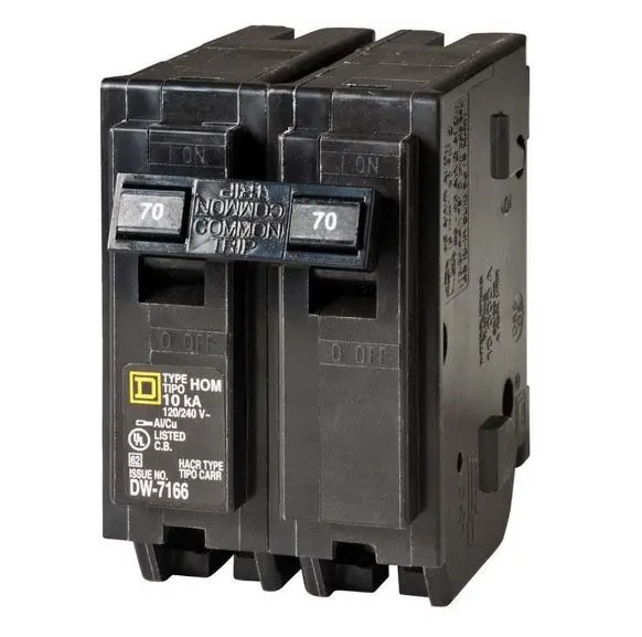 HOM270   BREAKER  2P 70A  Square D  HomeLine 70 amps Plug In 2-Pole Circuit Breaker