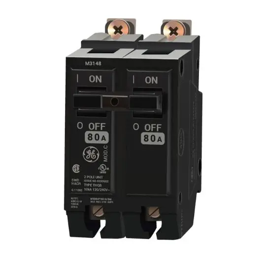 THQB2180  BREAKER 2P 80A BOLTON G/E  80 Amp Circuit Breaker Bolt-On - 80 Amp - 2 Pole - 240 Volt