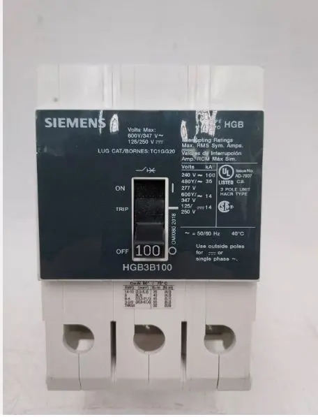 HGL3B100B   BREAKER   SIEMENS Bolt On Circuit Breaker 100A 3P 600V HGB 100 Amp 3 Pole Tested