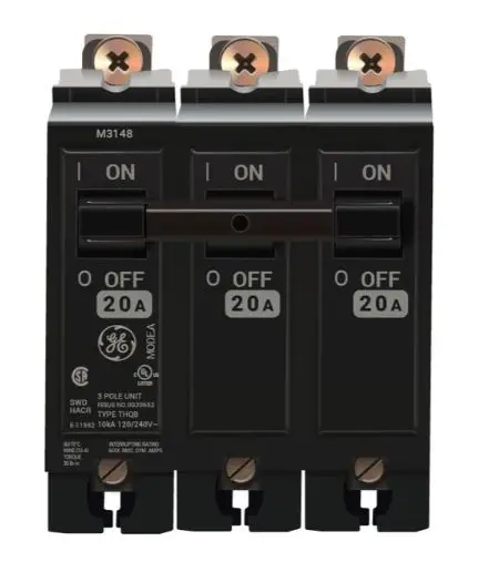 THQB32020 BREAKER 3P. 20A. BOLTON. G/E 20 Amp Circuit Breaker Bolt-On - 20 Amp - 3 Pole - 240 Volt