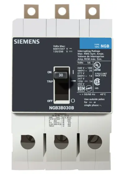 NGB3B030B SIEMENS NGB3B030B 3P 30A 600V CB, negro