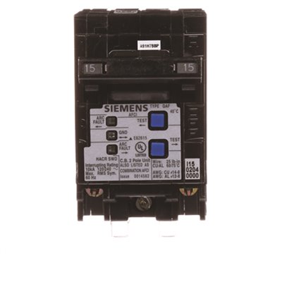 Dual Function Circuit Breaker – 15A 2-Pole AFCI Combination Breaker.