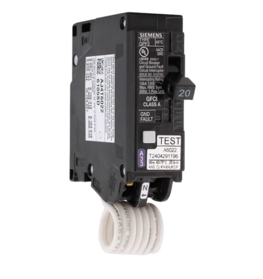 QF120A  BREAKER .SP. 20A. GFCI  SIEMENS