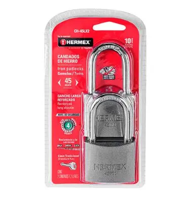 18697  45mm Steel Padlock Key Alike (2pcs)  CAZAG- 45L  45MM ST PADLOCK 2PC