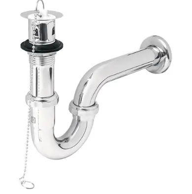 49335   1- 1/4" Brass Bathroom Sink Drain w/ P-Trap CESPOL PARA LAVABO CROMO 