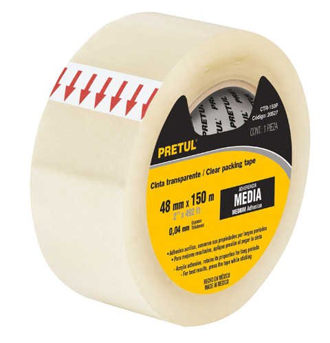 20527   CINTA TRANSPARENTE 2"X  164 yd, clear box sealing tape, Pretul
