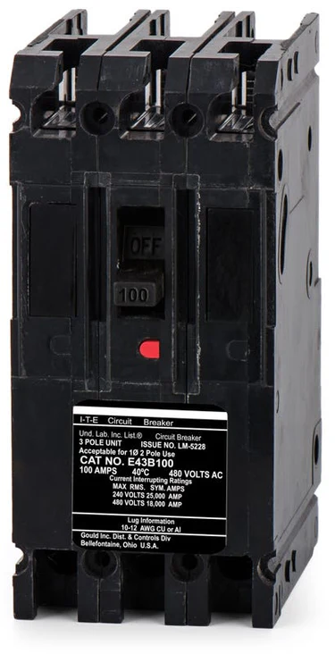 E43B100U    CIRCUIT BREAKER 100AMP 480V AC 3-POLE