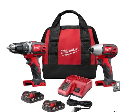 2691-22  Milwaukee M18 Li-Ion Compact Cordless Power Tool Set, 1/2in. Drill/Driver and 1/4in. Hex Impact Driver, 2 Batteries