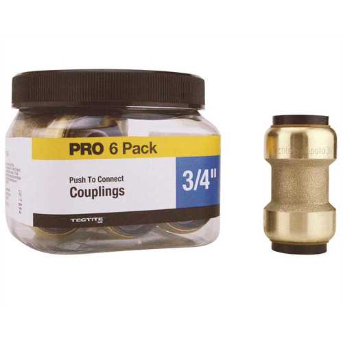 FSBC346JR  COUPLING 3/4'' IN BRASS PUSH- TO-CONNECT COUPLING JAR (6 - PACK )