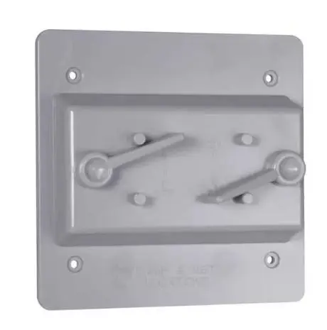 PTC200GY 2-Gang Weatherproof Cover, Plastic, Toggle/Toggle, Gray  CUBIERTA DE PLASTICO DOBLE PALANCA 2GANG GRAY 