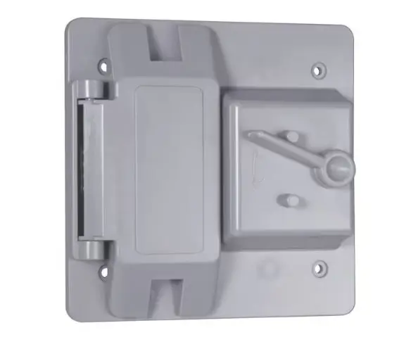 PTC521GY  CUBIERTA DE PLASTICO PALANCA Y RECEPTACULO  GRAY  Weatherproof Cover, Double Gang Box Type, 2 Gangs, Toggle Cover