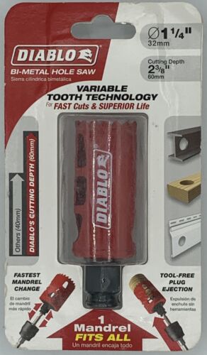 DHS1250  1-1/4''  DAIBLO BI-METAL HOLE SAW 1-1/4" VARIABLE TOOTH TECHNOLOGY  CUTTING DEPTH 2-3/8" DHS1250