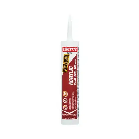 8640 2474299  LOCTITE  ACRILIC CAULK WITH SILICONE DAP SILICONE WHITE  10FT OZ 