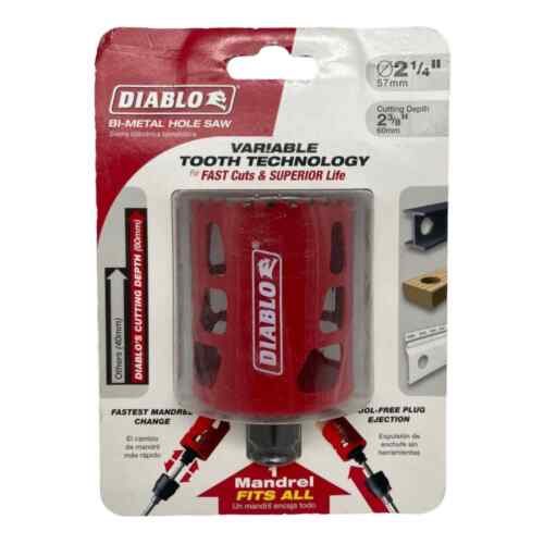 DHS2250   DIABLO BI-METAL HOLE SAW 2-1/4" VARIABLE TOOTH TECHNOLOGY  CUTTING DEPTH 2-3/8"  DHS2250