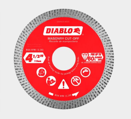 DMADC0450  DIABLO  4-1/2" Diamond Continuous Rim Masonry Cut-Off Disc