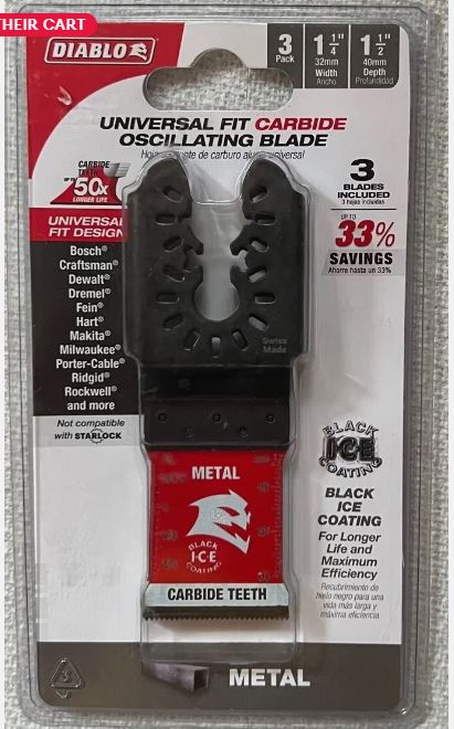 DOU125CGP3   U-1-1/4 TCT GP OMT 3PK CARBIDE TEETH OSCILLATING BLADE