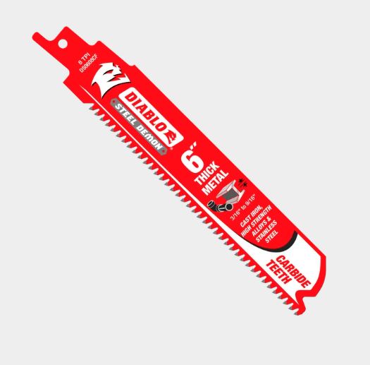DS0608CF3    DIABLO 6" 8TPI Steel Demon™ Carbide Teeth Reciprocating Saw Blades for Thick Metal