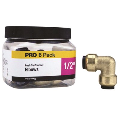 FSBE126JR  1/2 in. Brass Push-To-Connect 90-Degree Elbow Jar of 6
